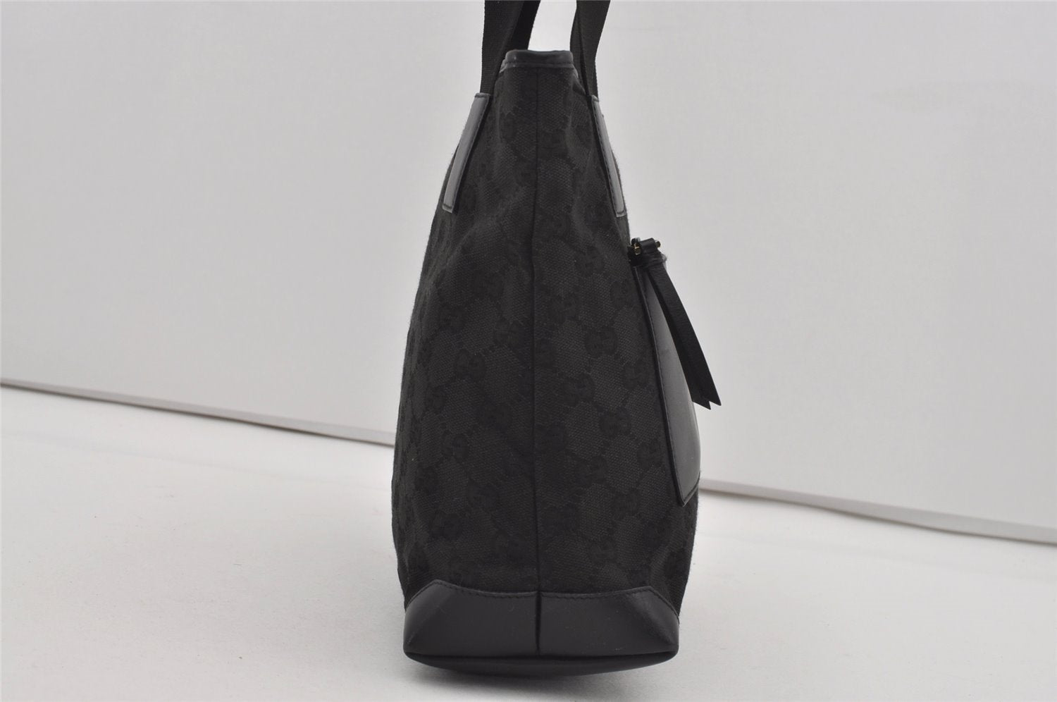 Authentic GUCCI Vintage Shoulder Tote Bag GG Canvas Leather 0190402 Black 3298I