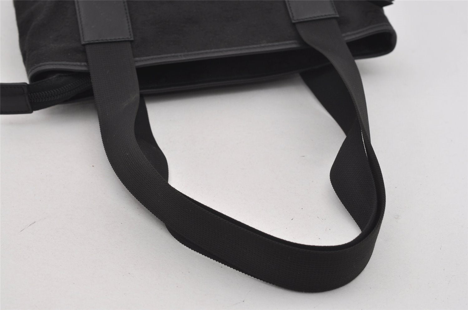 Authentic GUCCI Vintage Shoulder Tote Bag GG Canvas Leather 0190402 Black 3298I