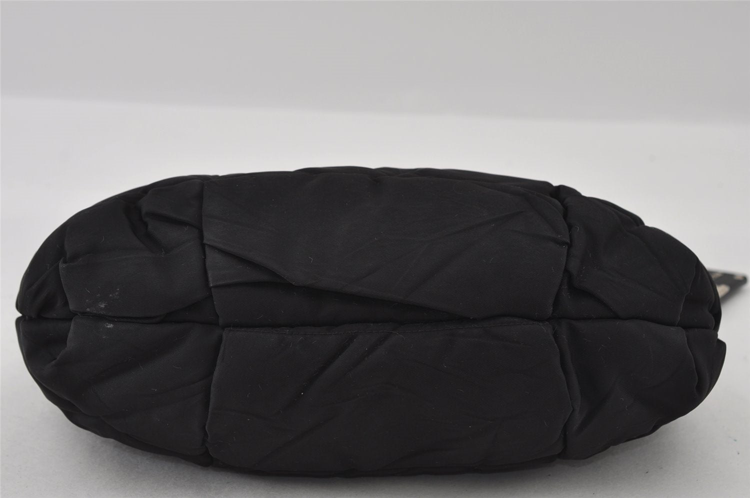 Authentic PRADA Crispy Nylon Ca Tessuto Leather Shoulder Bag BR3815 Black 3301I