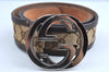 Authentic GUCCI Interlocking G Belt GG Canvas Leather 114876 Brown 3302H