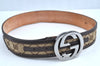 Authentic GUCCI Interlocking G Belt GG Canvas Leather 114876 Brown 3302H