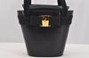 Authentic Salvatore Ferragamo Vara Ribbon Leather Hand Bag Purse Black SF 3302I