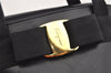 Authentic Salvatore Ferragamo Vara Ribbon Leather Hand Bag Purse Black SF 3302I