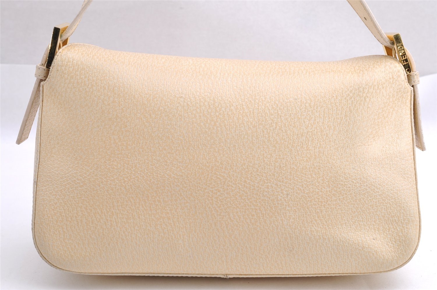 Authentic FENDI Mamma Baguette Shoulder Hand Bag Purse Leather White 3303I