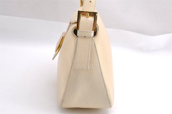 Authentic FENDI Mamma Baguette Shoulder Hand Bag Purse Leather White 3303I