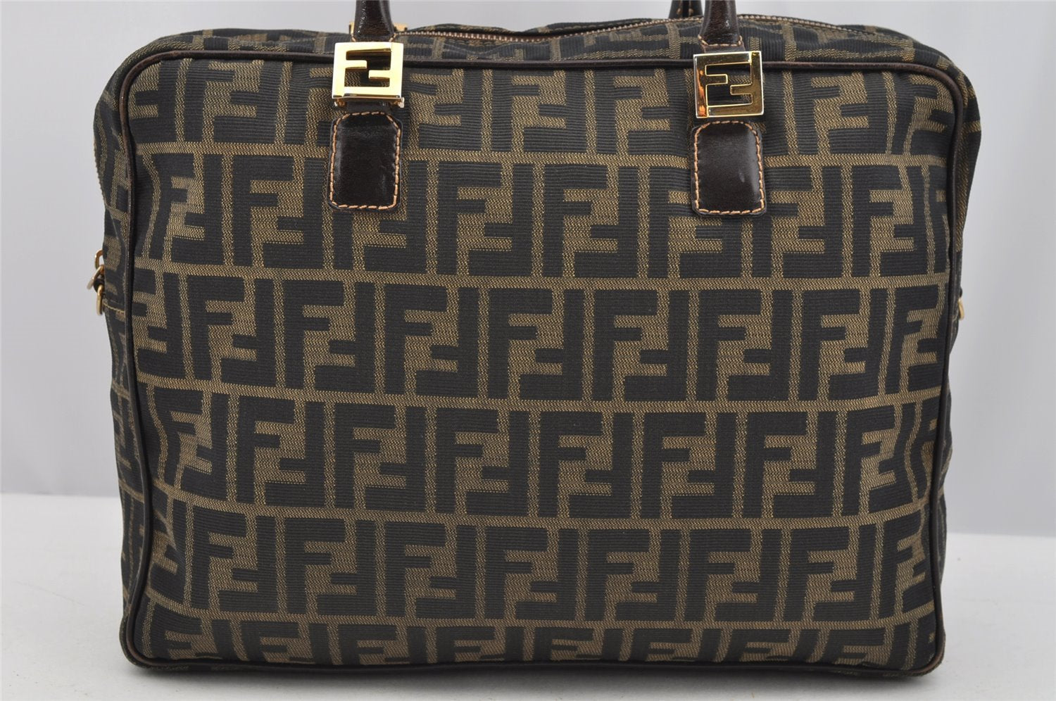 Authentic FENDI Zucca 2Way Shoulder Hand Bag Canvas Leather Brown 3306I