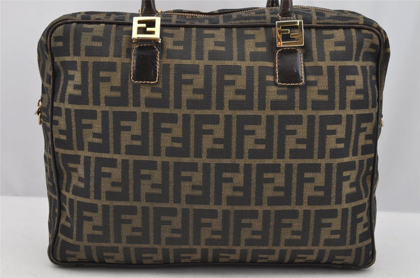 Authentic FENDI Zucca 2Way Shoulder Hand Bag Canvas Leather Brown 3306I