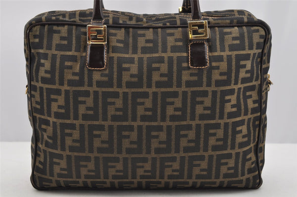 Authentic FENDI Zucca 2Way Shoulder Hand Bag Canvas Leather Brown 3306I