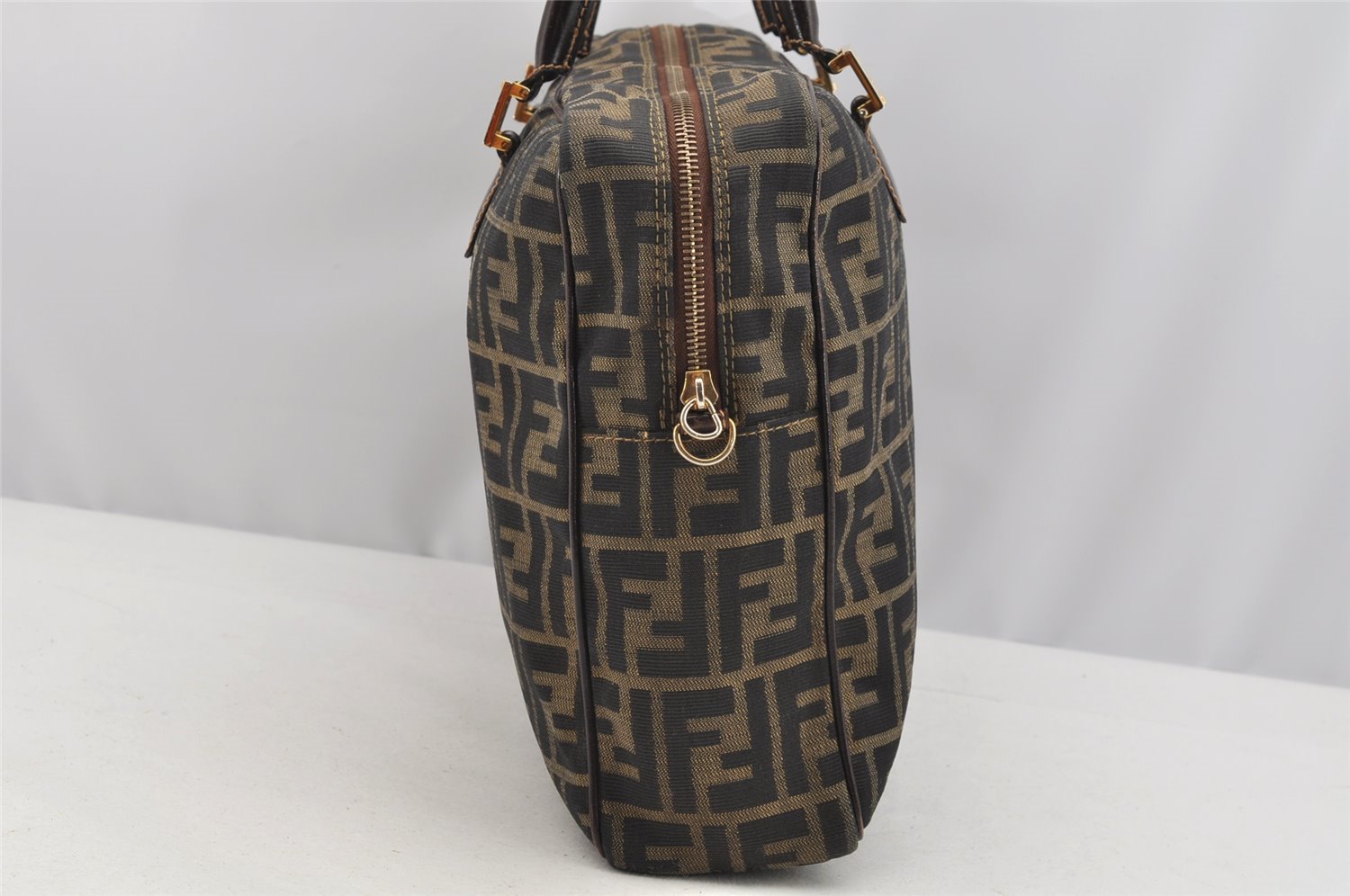 Authentic FENDI Zucca 2Way Shoulder Hand Bag Canvas Leather Brown 3306I