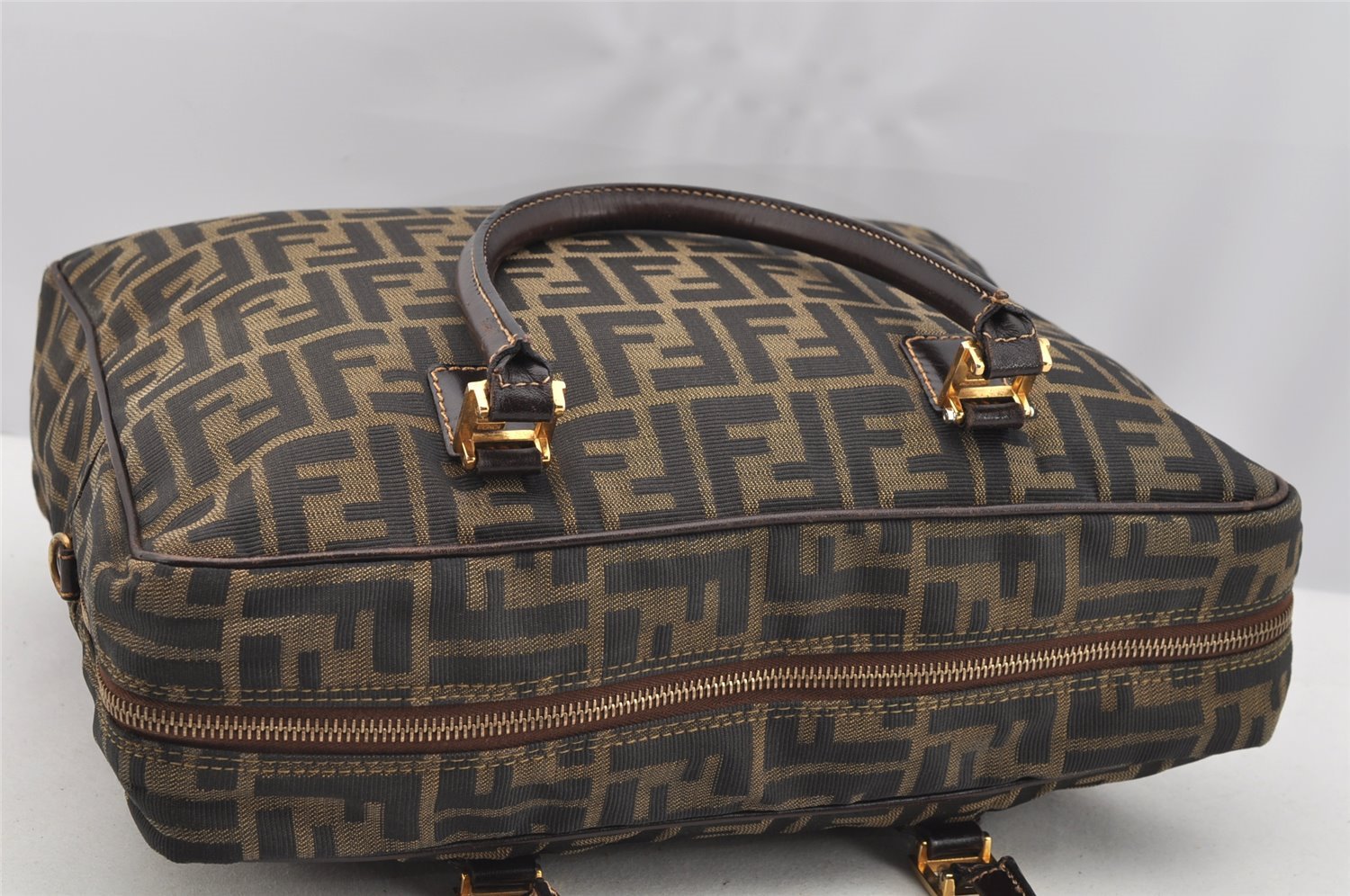 Authentic FENDI Zucca 2Way Shoulder Hand Bag Canvas Leather Brown 3306I