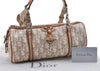 Auth Christian Dior Trotter Romantic Ribbon Hand Bag PVC Leather Beige 3307D