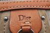 Auth Christian Dior Trotter Romantic Ribbon Hand Bag PVC Leather Beige 3307D