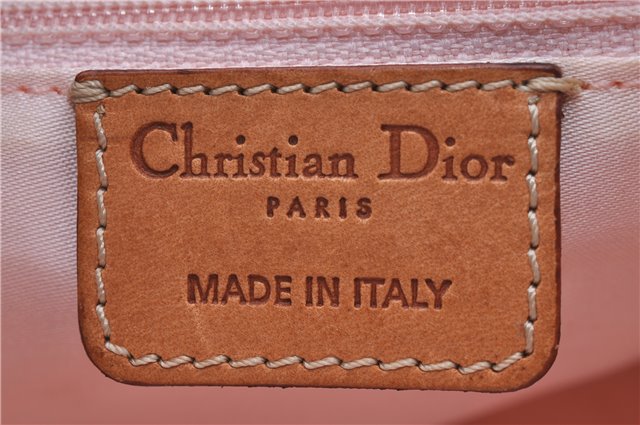 Auth Christian Dior Trotter Romantic Ribbon Hand Bag PVC Leather Beige 3307D