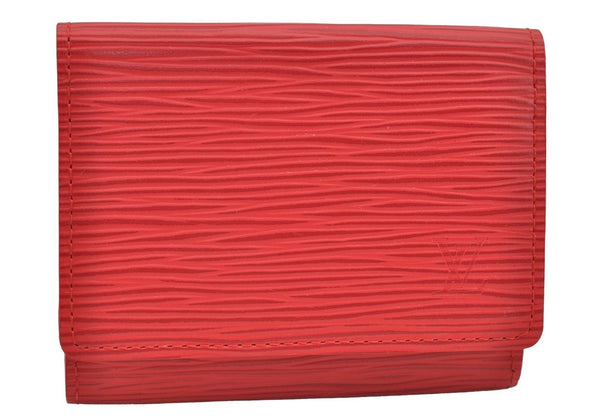 Authentic Louis Vuitton Epi Enveloppe Carte De Visit Card Case M5658E Red 3312I