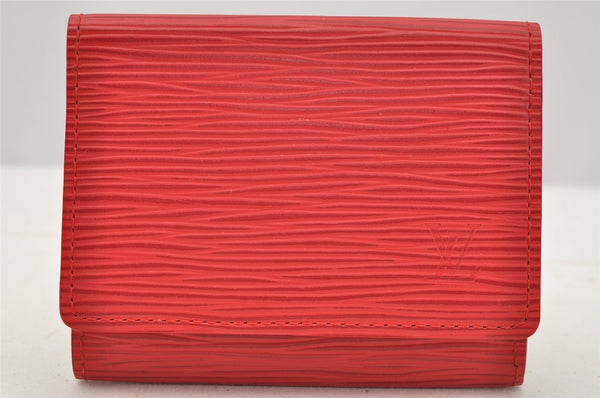 Authentic Louis Vuitton Epi Enveloppe Carte De Visit Card Case M5658E Red 3312I