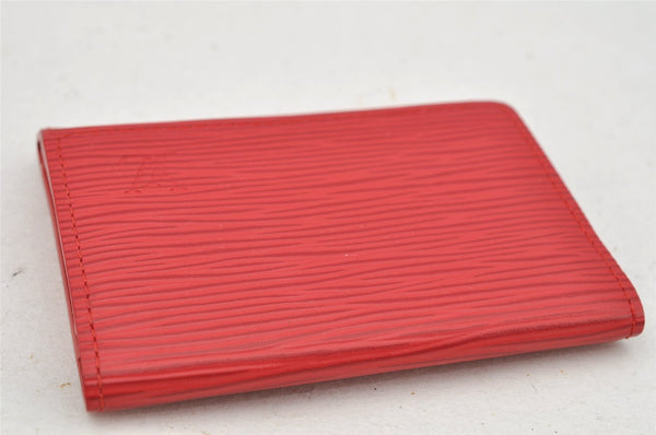Authentic Louis Vuitton Epi Enveloppe Carte De Visit Card Case M5658E Red 3312I