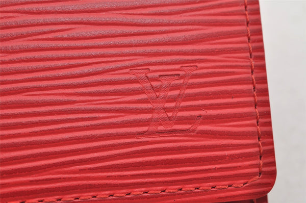 Authentic Louis Vuitton Epi Enveloppe Carte De Visit Card Case M5658E Red 3312I