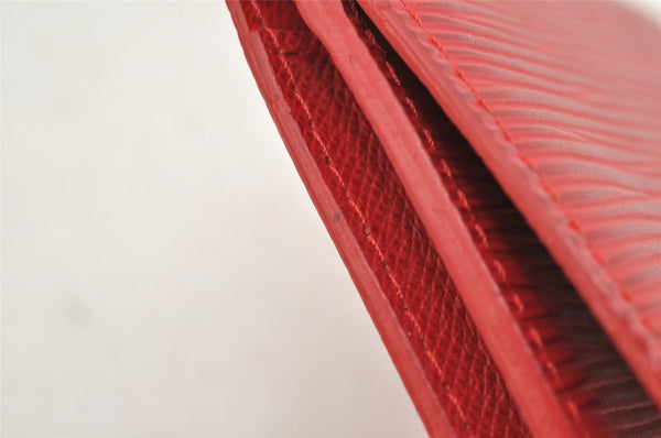 Authentic Louis Vuitton Epi Enveloppe Carte De Visit Card Case M5658E Red 3312I