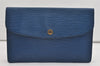 Authentic Louis Vuitton Epi Montaigne 27 Clutch Hand Bag Blue M52655 LV 3314I
