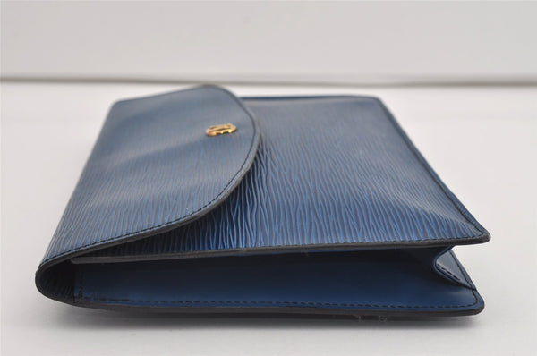Authentic Louis Vuitton Epi Montaigne 27 Clutch Hand Bag Blue M52655 LV 3314I