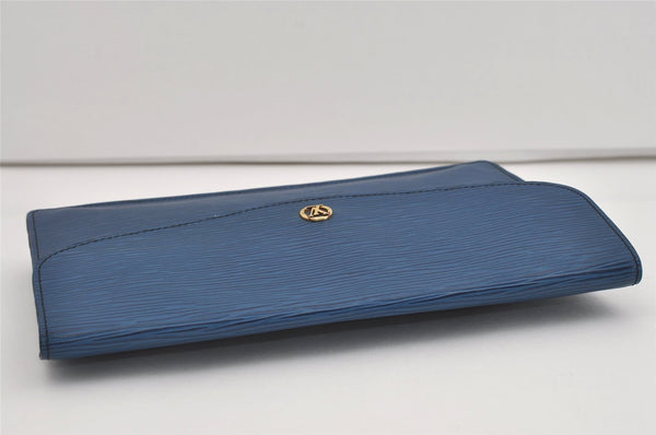 Authentic Louis Vuitton Epi Montaigne 27 Clutch Hand Bag Blue M52655 LV 3314I