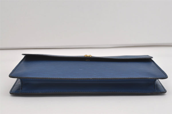 Authentic Louis Vuitton Epi Montaigne 27 Clutch Hand Bag Blue M52655 LV 3314I