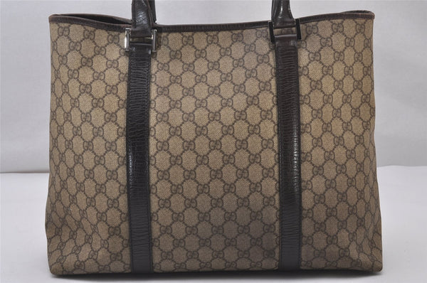 Authentic GUCCI Vintage Shoulder Tote Bag GG PVC Leather 114288 Brown 3318I