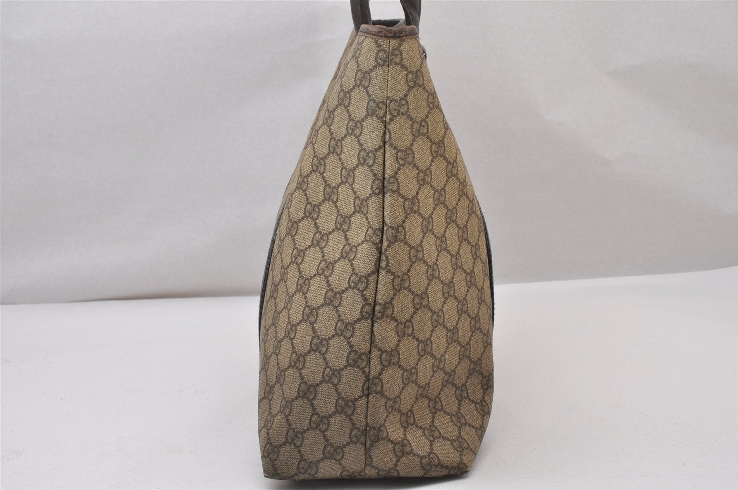 Authentic GUCCI Vintage Shoulder Tote Bag GG PVC Leather 114288 Brown 3318I