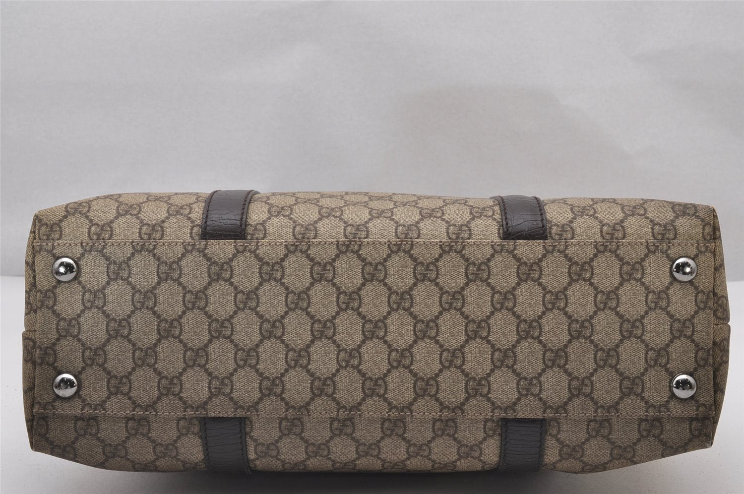 Authentic GUCCI Vintage Shoulder Tote Bag GG PVC Leather 114288 Brown 3318I