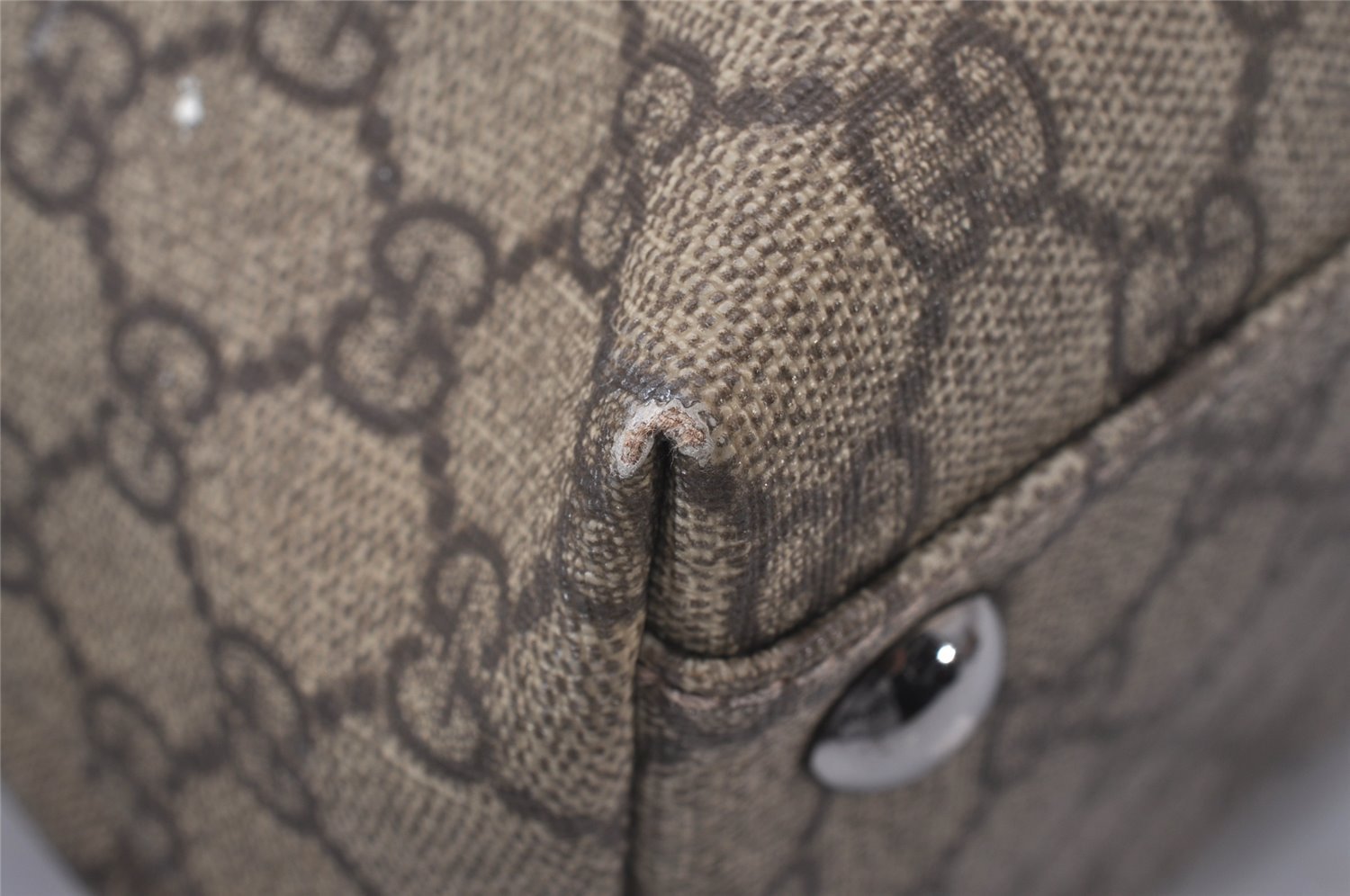 Authentic GUCCI Vintage Shoulder Tote Bag GG PVC Leather 114288 Brown 3318I