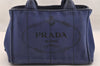 Authentic PRADA CANAPA SS Denim 2Way Shoulder Hand Bag B2439G Navy Blue 3323I