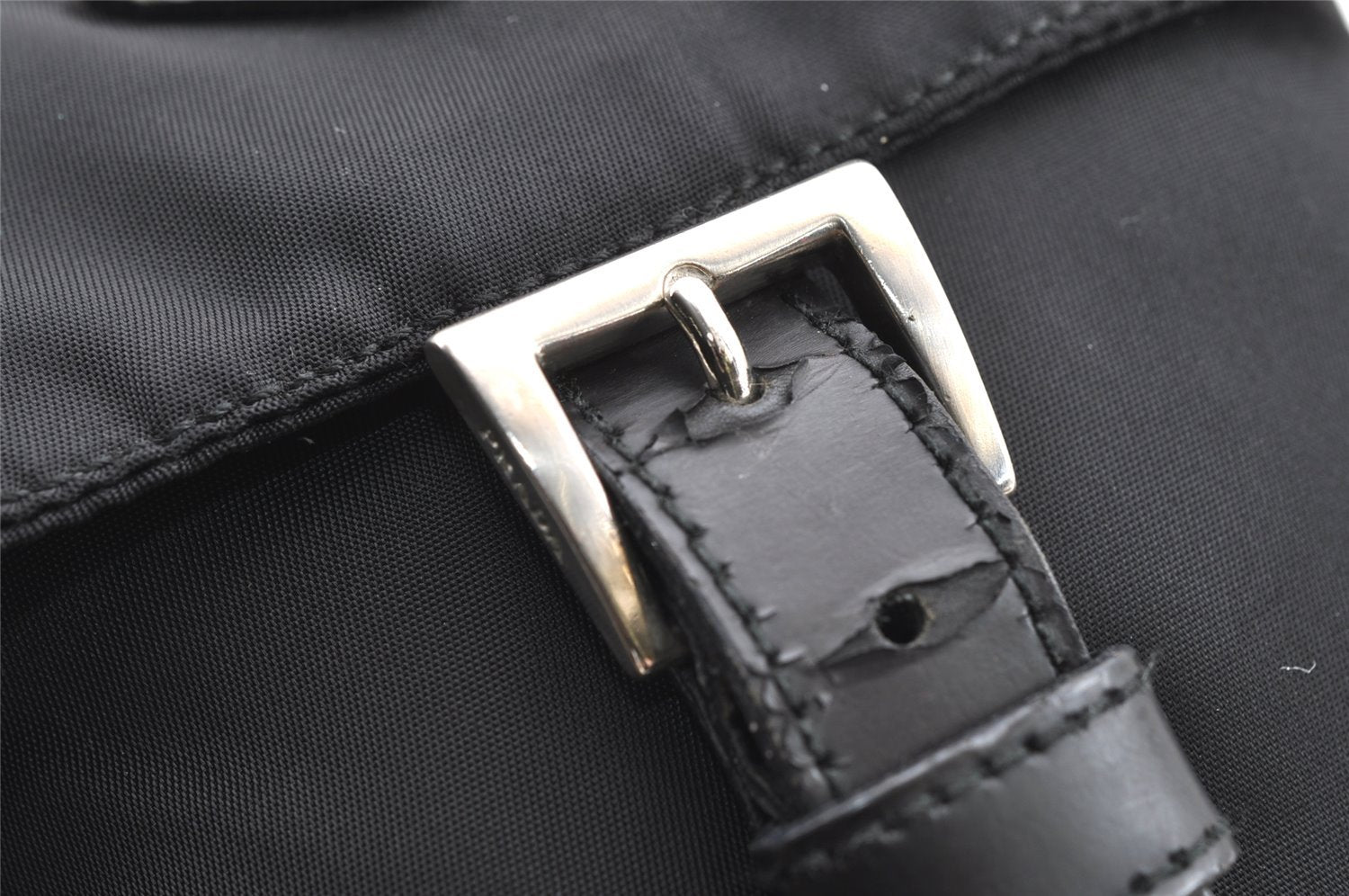 Authentic PRADA Nylon Tessuto Leather Shoulder Cross Body Bag Purse Black 3324I