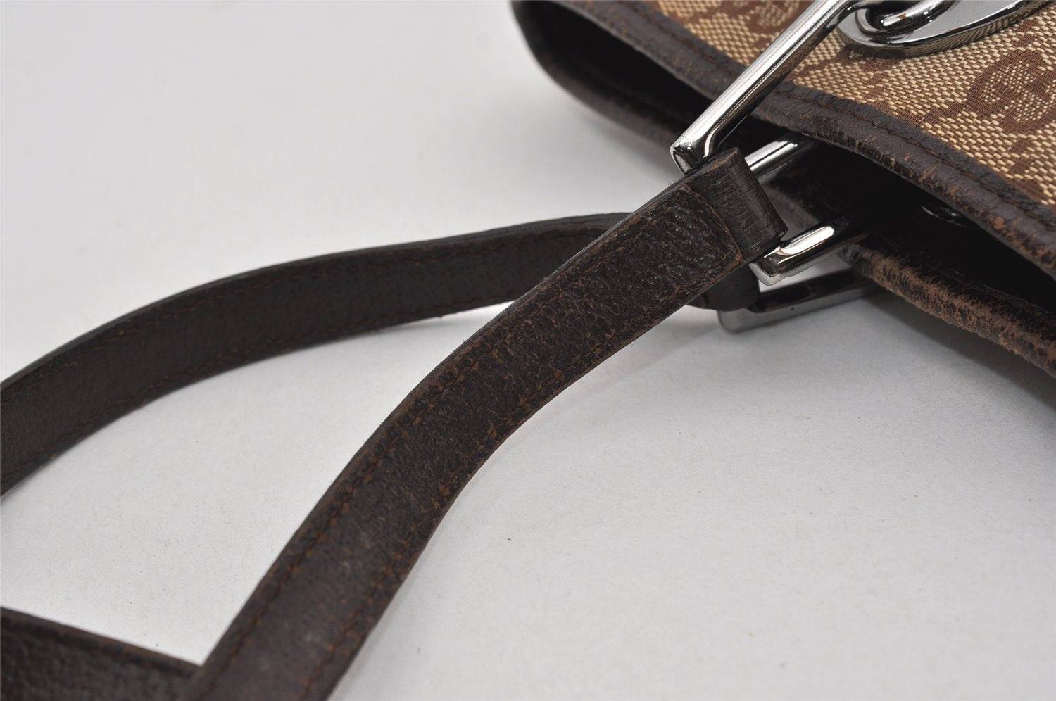 Authentic GUCCI Eclipse Shoulder Tote Bag GG Canvas Leather 120836 Brown 3325I