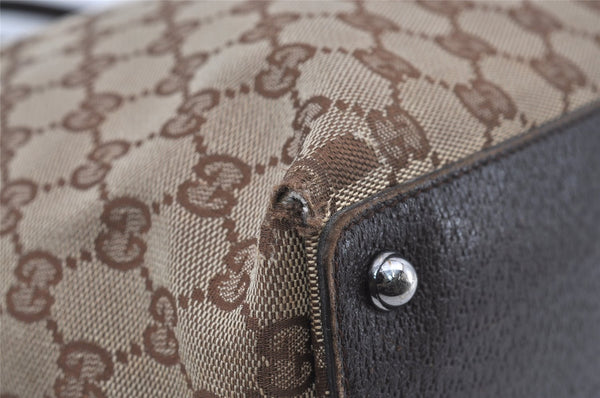 Authentic GUCCI Eclipse Shoulder Tote Bag GG Canvas Leather 120836 Brown 3325I