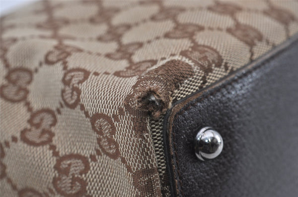 Authentic GUCCI Eclipse Shoulder Tote Bag GG Canvas Leather 120836 Brown 3325I