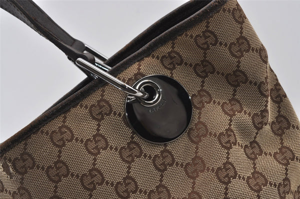 Authentic GUCCI Eclipse Shoulder Tote Bag GG Canvas Leather 120836 Brown 3325I