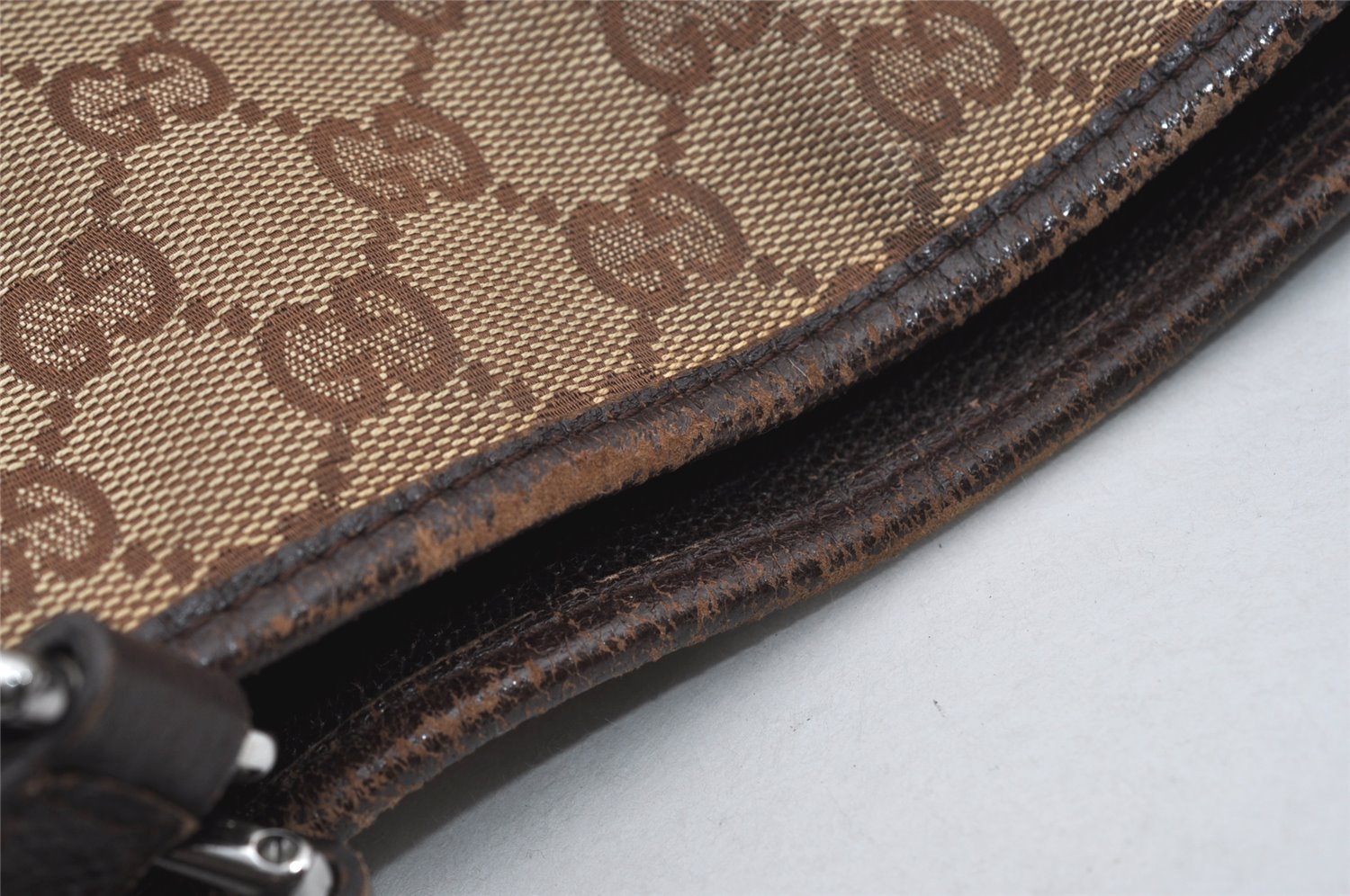 Authentic GUCCI Eclipse Shoulder Tote Bag GG Canvas Leather 120836 Brown 3325I