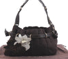 Authentic CELINE Flower Motif Shoulder Hand Bag Canvas Leather Brown 3329D