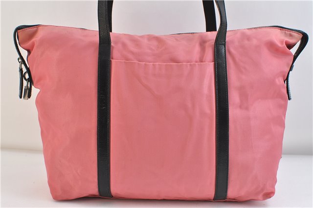 Authentic PRADA Nylon Leather Shoulder Tote Bag Pink Black 3330D