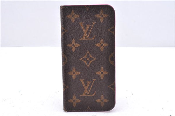 Authentic Louis Vuitton Monogram Folio Iphone X Xs Case Pink M63444 LV 3332E