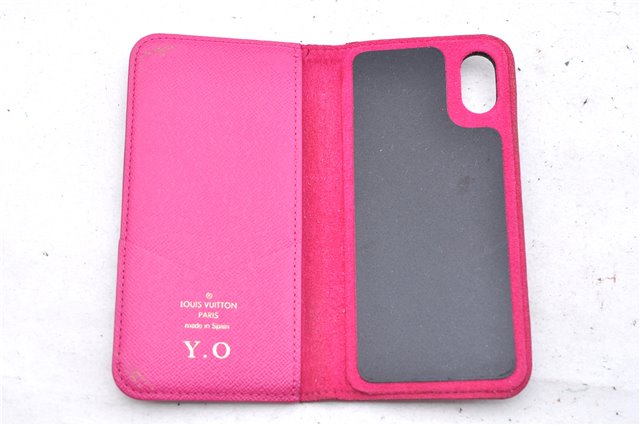 Authentic Louis Vuitton Monogram Folio Iphone X Xs Case Pink M63444 LV 3332E