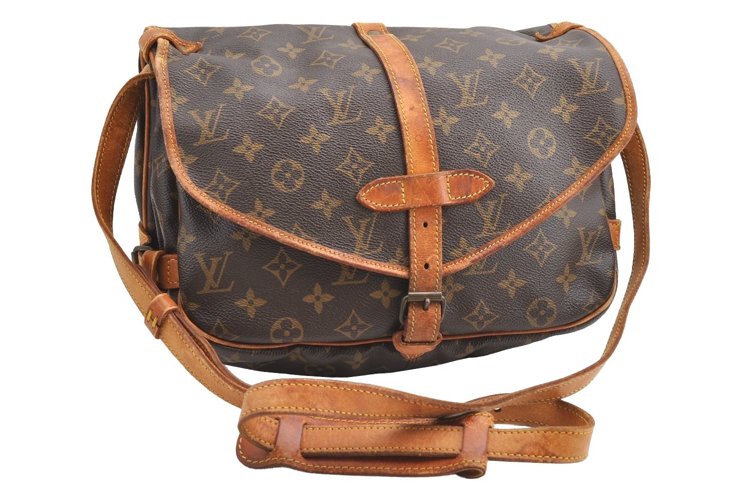 Authentic Louis Vuitton Monogram Saumur 30 Shoulder Cross Bag M42256 LV 3333I