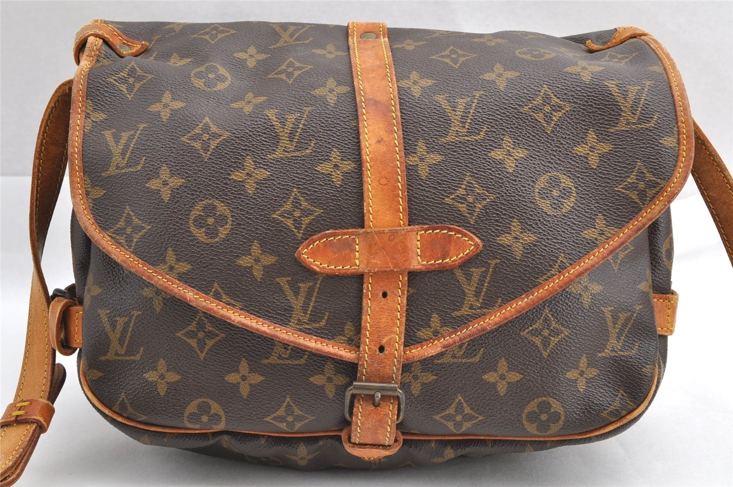 Authentic Louis Vuitton Monogram Saumur 30 Shoulder Cross Bag M42256 LV 3333I