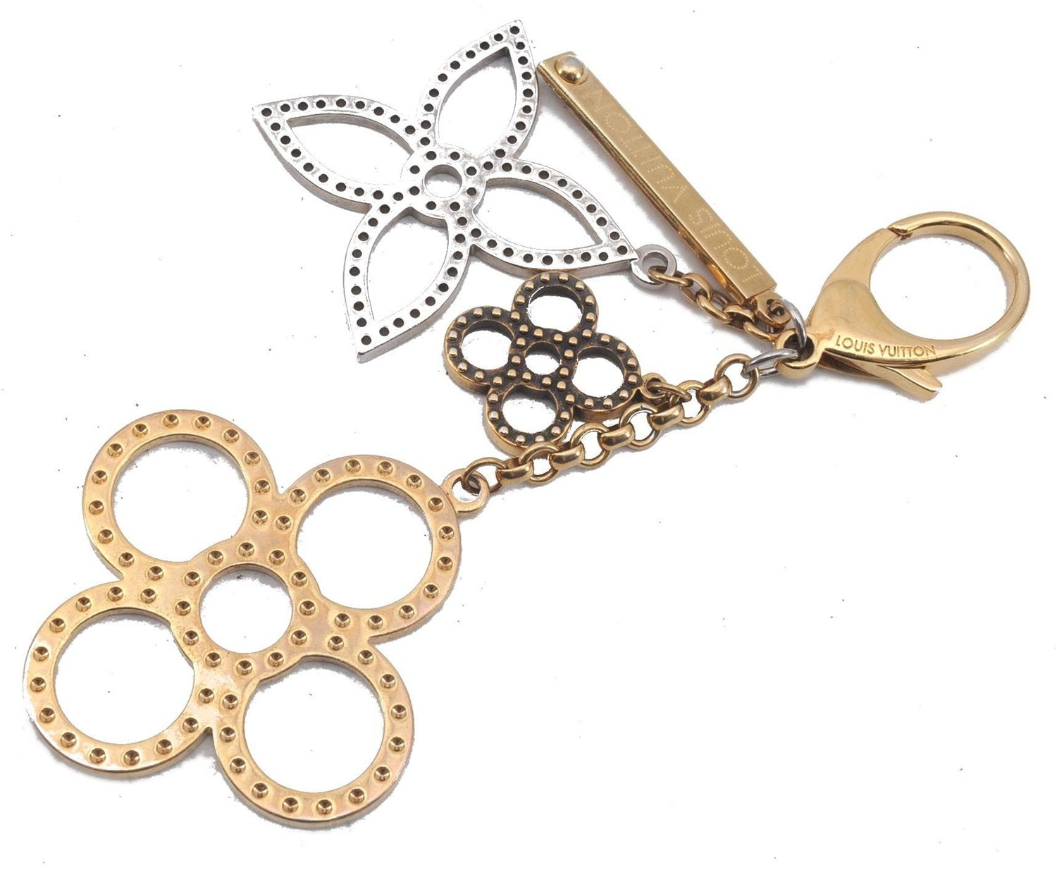 Authentic Louis Vuitton Bijoux Sac Tapage Bag Charm Gold Silver M65090 LV 3334D
