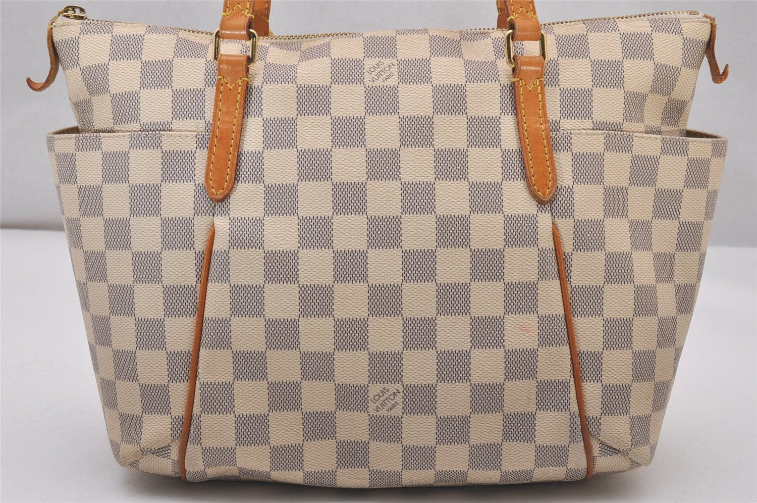 Authentic Louis Vuitton Damier Azur Totally PM Tote Bag White N41280 LV 3335I