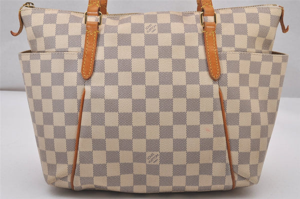 Authentic Louis Vuitton Damier Azur Totally PM Tote Bag White N41280 LV 3335I