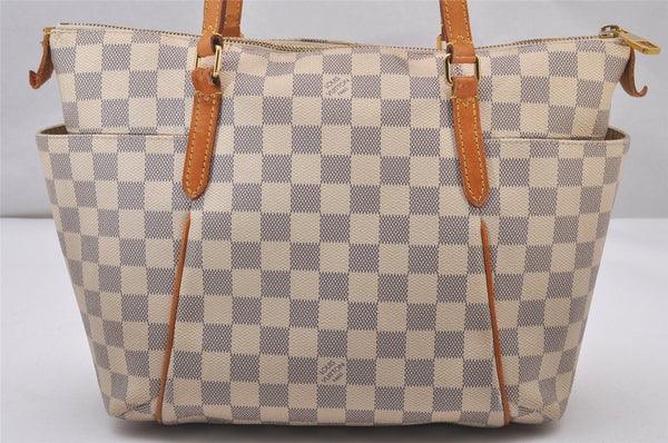 Authentic Louis Vuitton Damier Azur Totally PM Tote Bag White N41280 LV 3335I