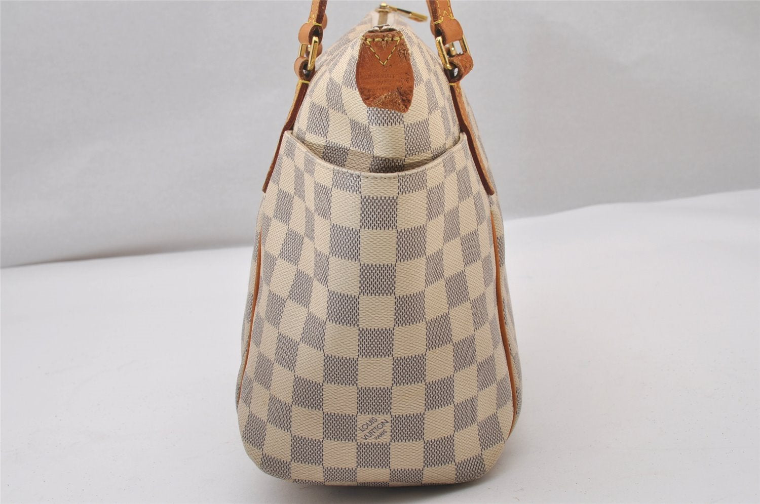 Authentic Louis Vuitton Damier Azur Totally PM Tote Bag White N41280 LV 3335I