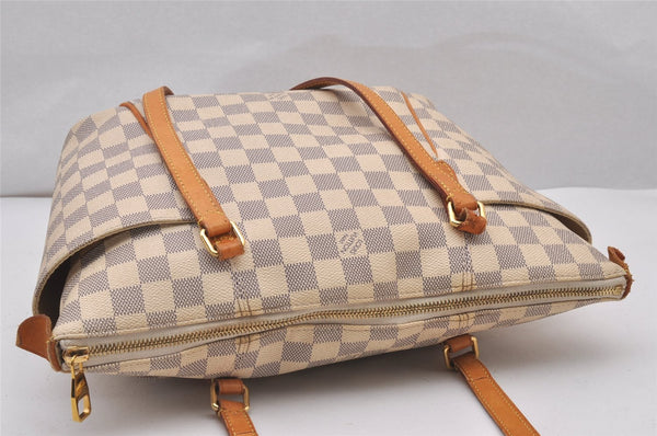 Authentic Louis Vuitton Damier Azur Totally PM Tote Bag White N41280 LV 3335I