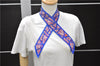 Authentic HERMES Twilly Scarf "Rive Droite Rive Gauche" Silk Blue Box 3343D